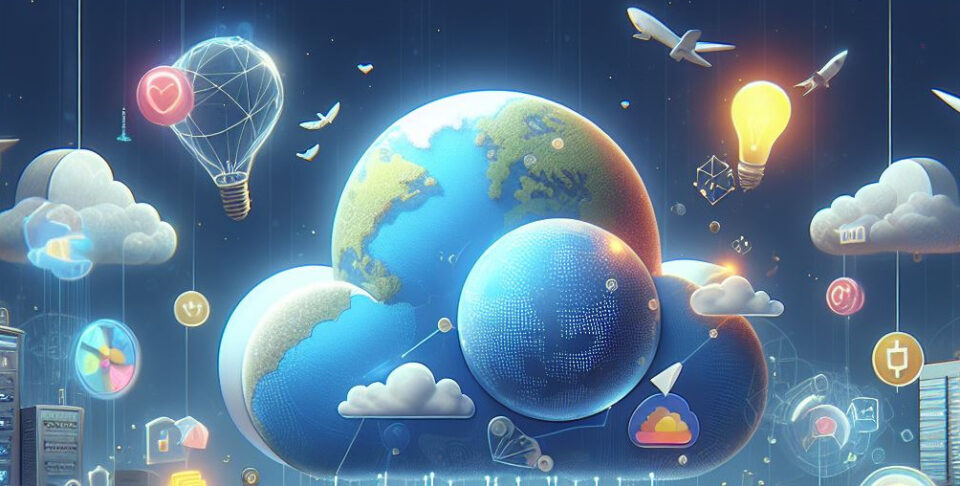 blogのヘッダー。CloudRunっぽい地球的な何か。